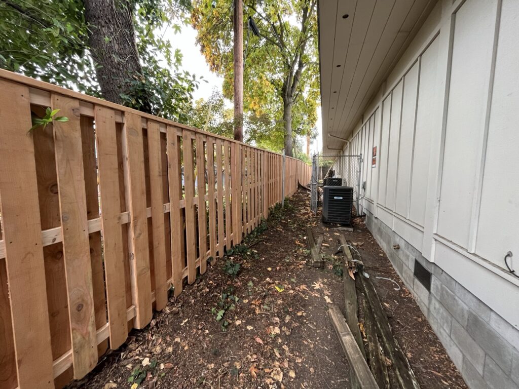 Cedar fencing to protect a commercial property.