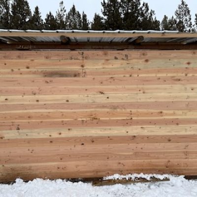 Back of a custom mobile livestock shelter